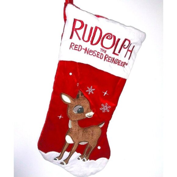 Dan Dee Collectors Choice Rudolph the red-nosed Reindeer Stocking velvet red 19" - Picture 2 of 7